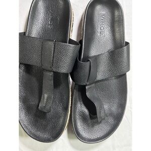 Vince Black Leather Espadrille Thong‎ Sandals Casual Summer Shoes